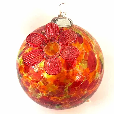 Boule déco en verre - Orange - Rouge