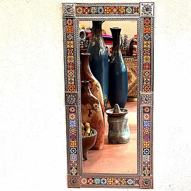 Miroir mural en métal décoré d'azulejos - Artisanat mexicain