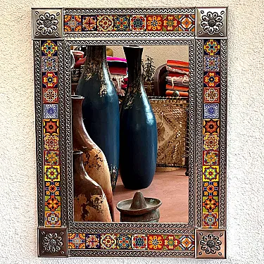 Grand miroir rectangulaire en métal - Décoration murale