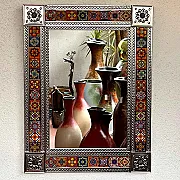 Miroir mural en métal et décoré d'azulejos - Artisanat mexicain