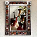 Miroir mural en métal et décoré d'azulejos - Artisanat mexicain