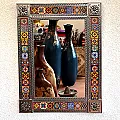 Miroir mural en métal et décoré d'azulejos - Artisanat mexicain