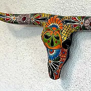 Décoration murale extérieure - Crane de buffle en céramique