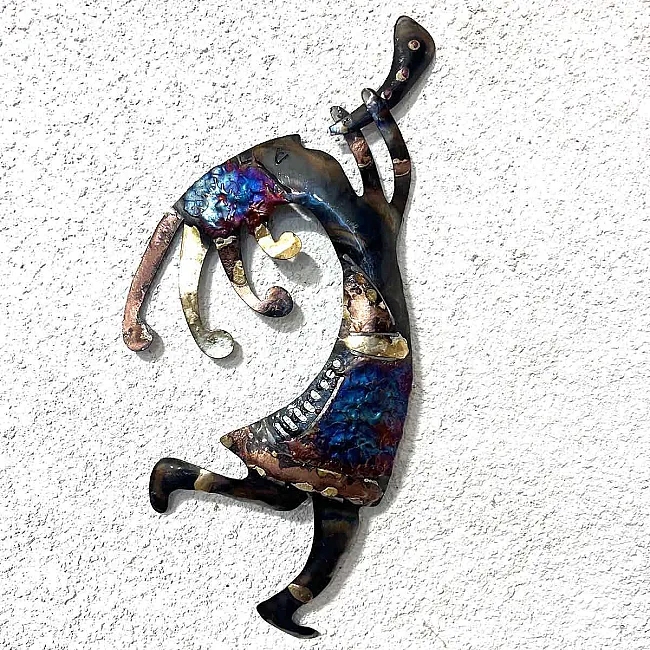 Kokopelli décoration murale en métal et cuivre