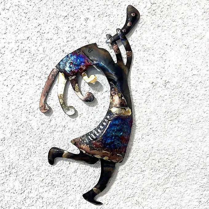 Kokopelli décoration murale en métal et cuivre