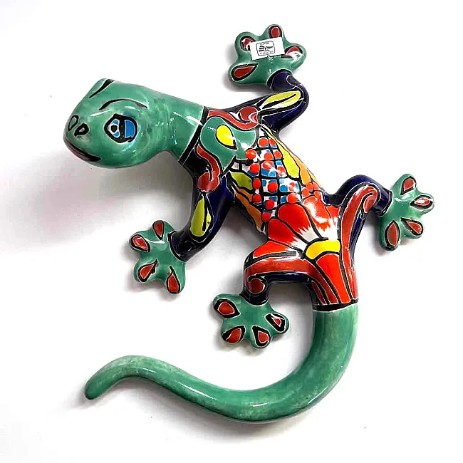 Gecko coloré en céramique déco murale
