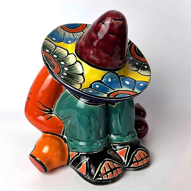 Statue déco - Statuette mexicaine en céramique colorée