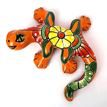 decoration murale - salamandre en céramique colorée