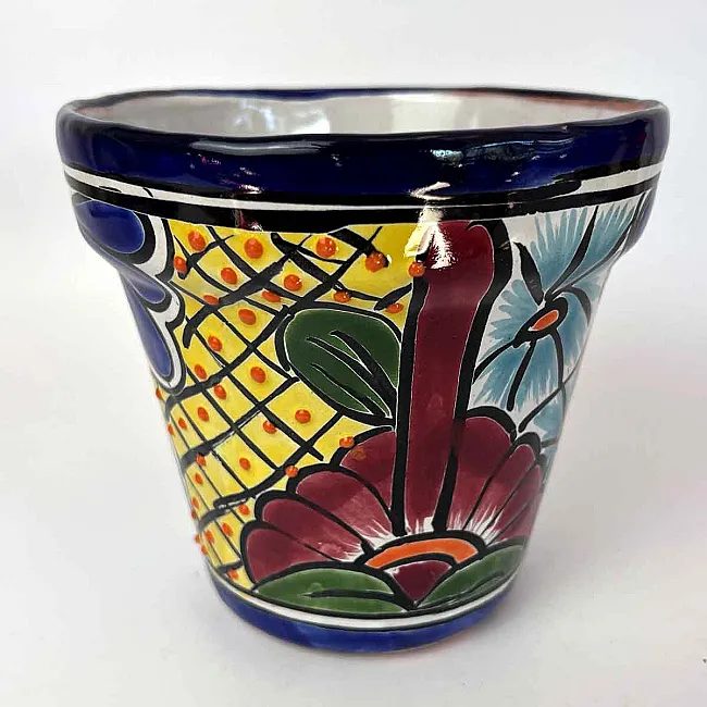 Petit pot de fleurs extérieur en céramique - Pour planter et cache-pot