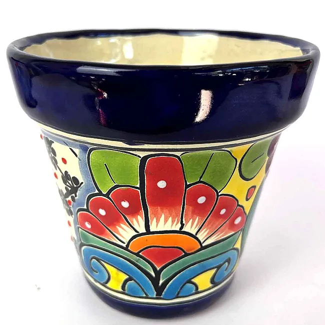 Petit pot de fleurs en céramique colorée - Déco extérieure