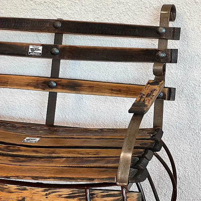 Petit banc en bois et fer forgé