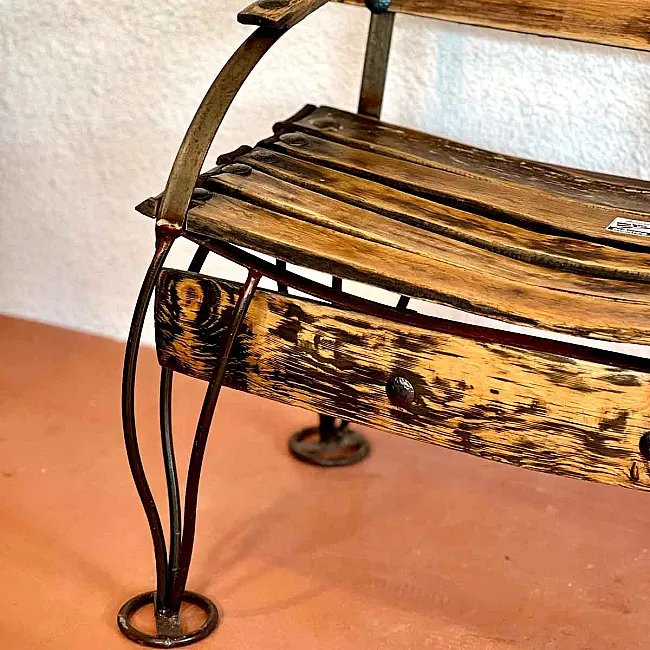 Banc en bois et fer forgé