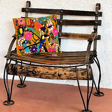Banc de jardin en bois et fer forgé