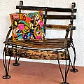 Banc de jardin en bois et fer forgé
