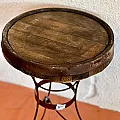 Petit table bar en bois et fer forgé