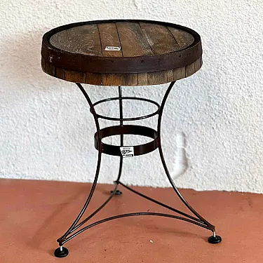 petite table ronde bistrot en bois et fer forgé