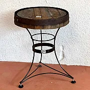 petite table ronde bistrot en bois et fer forgé