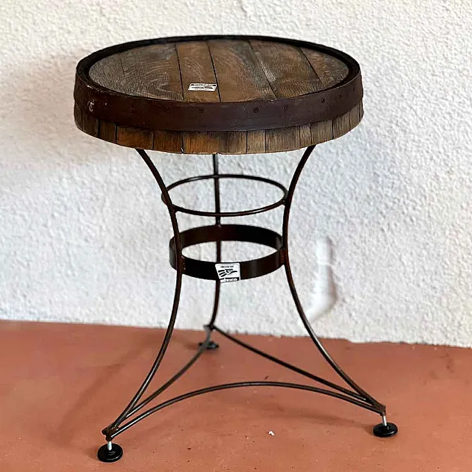 petite table ronde bistrot en bois et fer forgé