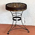 petite table ronde bistrot en bois et fer forgé