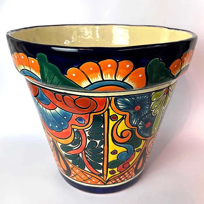 Gros pot de jardin en céramique colorée - Décoration extérieure non gélive