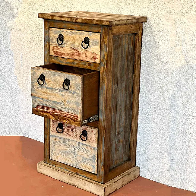 Meuble de rangement avec 3 tiroirs - Mobilier artisanal mexicain
