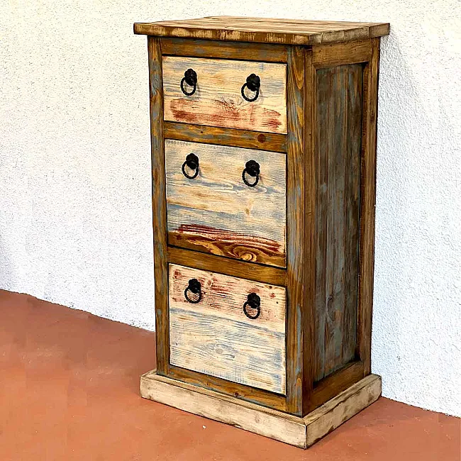 meuble de rangement en pin - 3 tiroirs