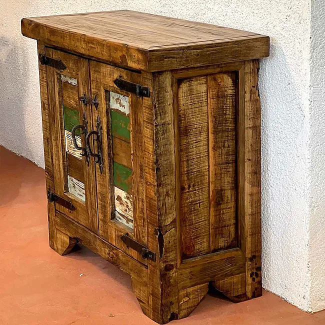 Petit meuble de rangement en pin - Production artisanale mexicaine