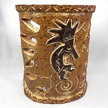 Applique kokopelli en terre cuite déco murale