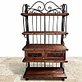 Meuble de rangement en pin et fer forgé - Vaisselier, étagère de rangement