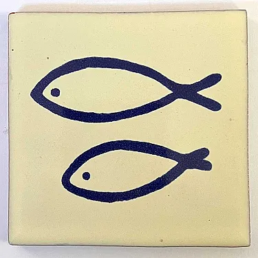 Carrelage azulejos poisson bleu sur blanc mexicain - Azulejos mexicains