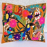 Housse de coussin brodée - artisanat mexicain du Chiapas
