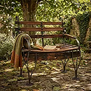 banc de jardin en bois restauré et fer forgé
