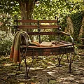 banc de jardin en bois restauré et fer forgé