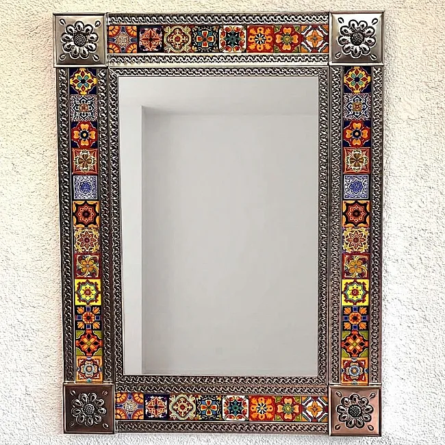 Grand miroir rectangulaire en métal - Décoration murale