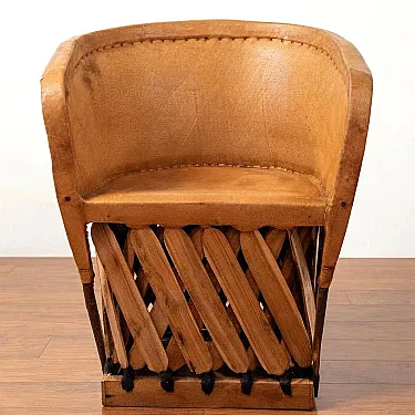 Siege Equipal en cuir et bois - Mobilier mexicain