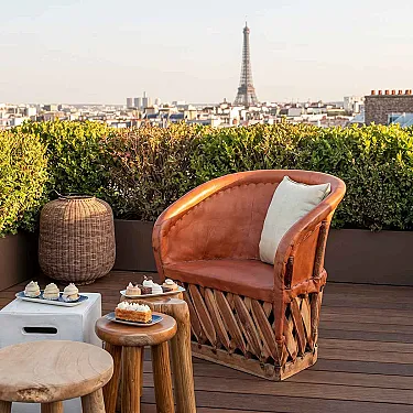 Fauteuil lounge en bois et cuir - Mobilier mexicain Equipal