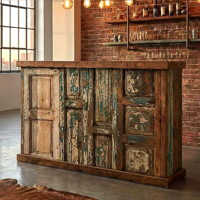 Grand meuble bar en pin - un meuble unique - Artisanat mexicain
