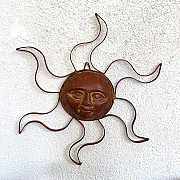 soleil en terre cuite et métal - Décoration murale