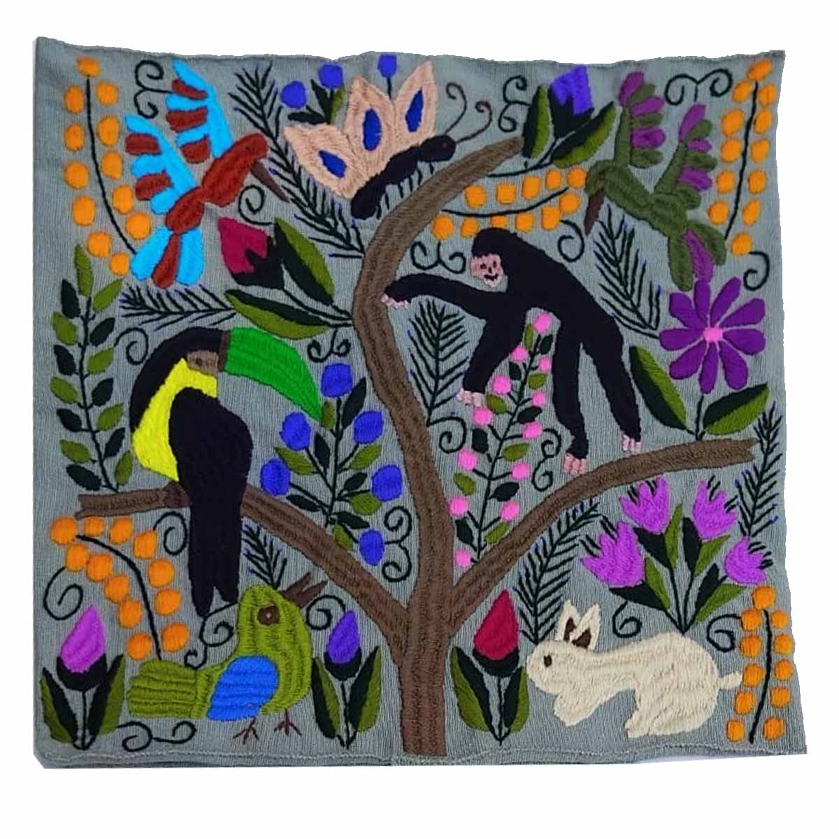 Housse de coussin brodée taie d'oreiller ethnique boho jet décoration
